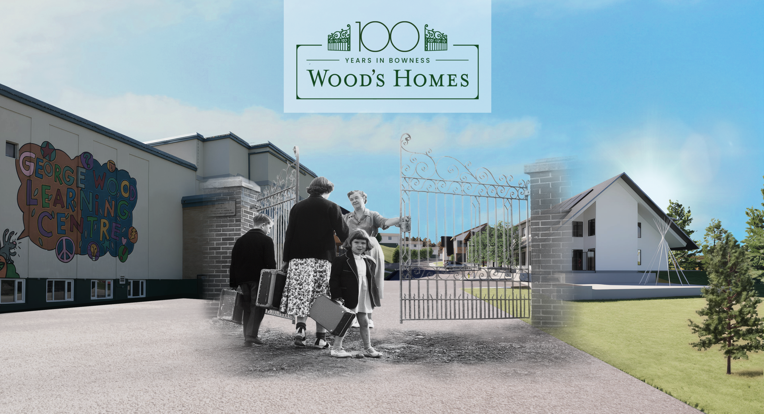 Collage of past present and future of Bowness campus